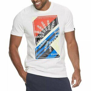 Adidas Slogan Graphic Tee T-Shirt White Climalite Mens Large NWT Cotton Poly